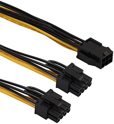 Diadia PCI-E 6 Pin to 2 x 6+2-Pin (6-Pin/8-Pin) Power Graphics Card PCI Express Power Adapter Y-splitter Extension Cable Mining Video Card Power Cable (50CM)