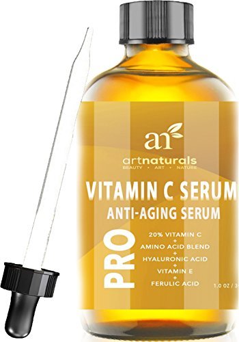 ArtNaturals Enhanced Vitamin C Serum with Hyaluronic Acid 30ml - Top Anti Wrinkle, Anti Ageing & Repairs Dark Circles, Fades age spots & Sun Damage - 20% Vitamin C Super Strength - Organic ingredients