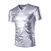 Produktbild hippolo Herren Unterhemd V Neck Top Shirt Clubwear Kurzen Ärmeln T-Shirt silber silber L