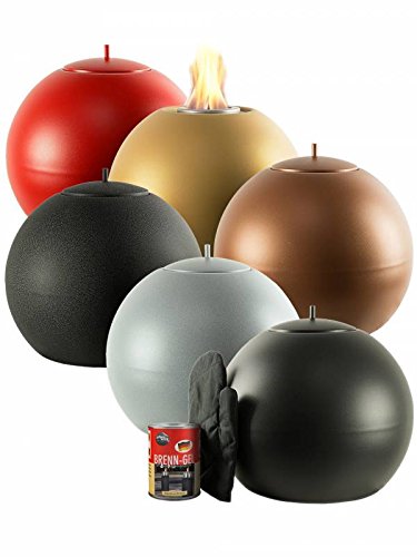 PFLANZWERK® Pflanzkübel Feuerschale PREMIUM EDELSTAHL FEUERKUGEL Rot *INDOOR & OUTDOOR DEKOFEUER* *Rußfrei* *Rauchfrei* *Deutsche Qualitätsware*