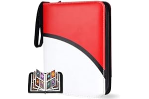 UPSHELL Raccoglitore per Carte-Album da Collezione - Custodia Da 50 Pagine Plastificate, 4 Tasche Per Pagina -ideale Per Collezionisti E Fan (ROSSOBIANCO1)