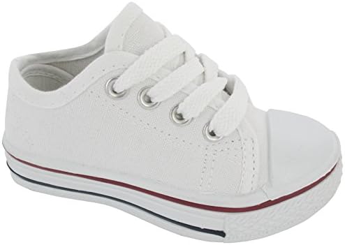 Boys Girls Canvas Plimsole Pumps Kids Trainers Shoes Size , [White], [UK 4 (Olders)]