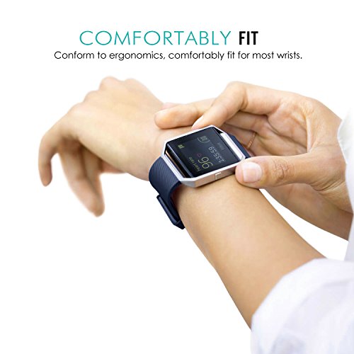 MoKo Fitbit Blaze Armband – Silikon Sportarmband Sport Band Uhrenarmband Uhr Erstatzband mit Stiftschließe aus Edelstahl für Fitbit Blaze Smart Fitness Watch, Mitternachtsblau - 7