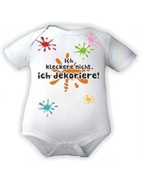 Kleiner Fratz Baby Body Mädchen Kurzarm Jungen Motiv Babybody Ich kleckere nicht ich dekoriere