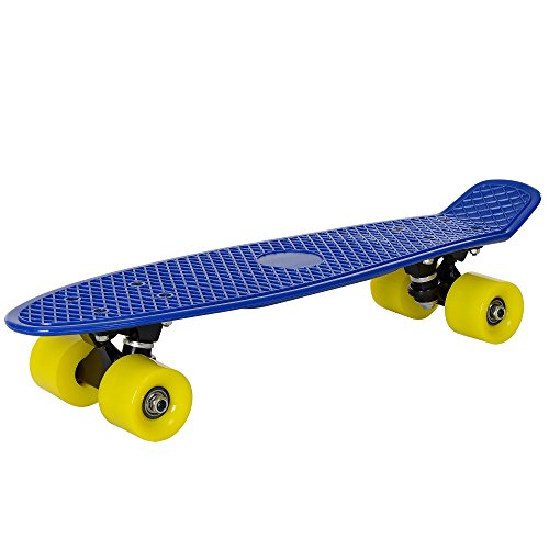 [pro.tec] Patineta Retro - Skateboard / Mini Cruiser - azul - amarillo - (57cm)