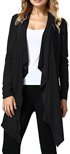 Aking Womens Cardigans Lightweight Asymetric Hem Long Sleeve Open Front Waterfall Cardigan Jacket Blazer Outwear