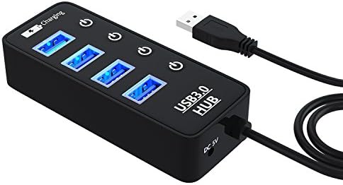 USB 3.0 Hub , MENGGOOD Portable 4-port USB 3.0 HUB Splitter Data Hubs Charging Port with Independent Switch Extension Super Speed Data Transfer for Windows Mac Laptop PC U-Disk iPhone Samsung