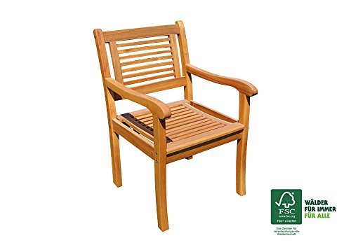 SAM® Gartenstuhl Cordoba aus Akazie, Sessel mit Armlehnen, massiver Gartensessel, ideal für Garten, Terrasse, Balkon, FSC® 100% zertifiziert, pflegeleichtes Gartenmöbel aus Holz