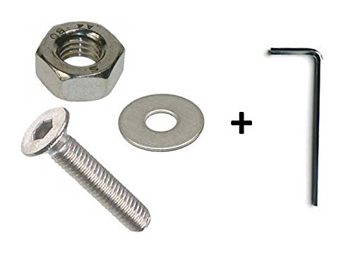 AHC 8mm Countersunk Bolts M8 x 25mm (Including Head) A2 Stainless Steel Socket/Allen Head Csk Bolt/Screws (10 Pack) Free Washers Nuts and Hex Key