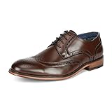Punta de ala clásica de brogue, con cordones y diseño de punta redonda suave con patrones ornamentales perforados