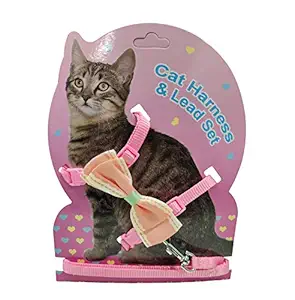 Pets Empire Cat Strap Cute Bowknot Escape Proof Cat Collar Leash Pet Leash Harness Set ( Pink )
