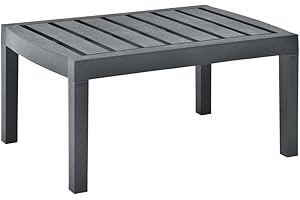 vidaXL Table de Jardin Table Basse de Terrasse Table d'Appoint de Patio Table d'Extérieur Camping Anthracite 78x55x38 cm Plastique