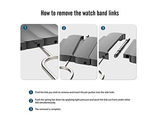 EloBeth Ersatzarmband für Apple Watch Armband, Edelstahl mit Metallschließe 42mm - 8