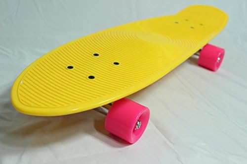Big 70's Style Skateboard Skate Board Complete Cruiser Retro Deck 27" x 7.5" (YELLOW PINK)