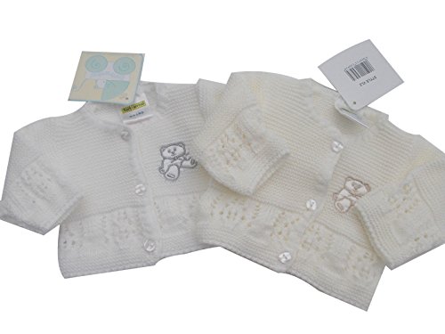 BNWT Reborn premature teddy bear cardigan in beige or white (5-8lb, White)