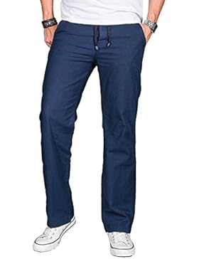 A. Salvarini Herren Leinen-Optik Hose leichte lockere Stoffhose Sommer leinen Hose W29-W40 L30-L34 AS-034
