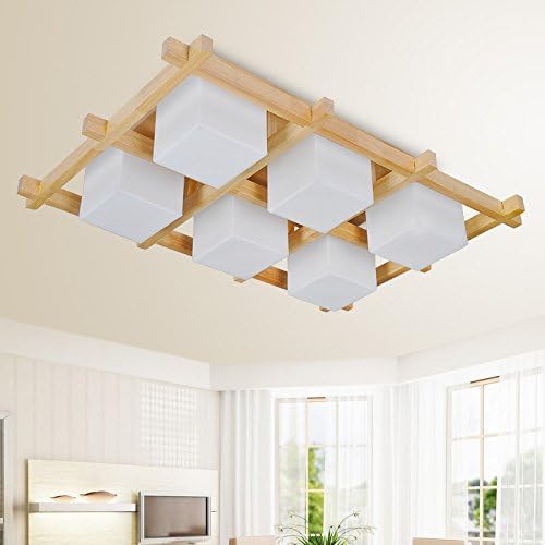 D chandelier Solid Wood Led Logs Living Room Ceiling Lamps Bedroom Lighting Fixtures,B,E27 bulb [LMD-0104] (W)