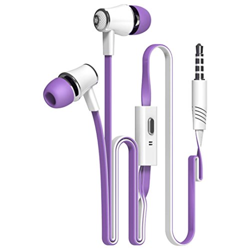 Tefamore Auriculares Estéreo De 3.5mm Con Micrófono En-Oído Para Teléfono Móvil (Morado)