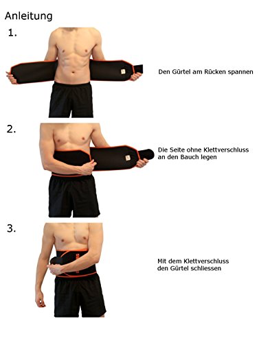 Sweat ’n‘ Go Fitnessgürtel für Männer und Frauen – Schwitzgürtel zur Fettverbrennung – Bauchweggürtel zum Abnehmen für Damen und Herren (schwarz) - 6