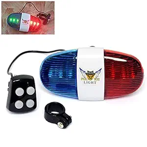 Gadget Deals Police Sound Bike LED Light Kids Electronic Horn Siren Cycle Horn, 6 LED Cycle Light 4 Sounds Trumpet Cycle Bell for Bicycle Siren Cycle Bell, Warning Safety Light