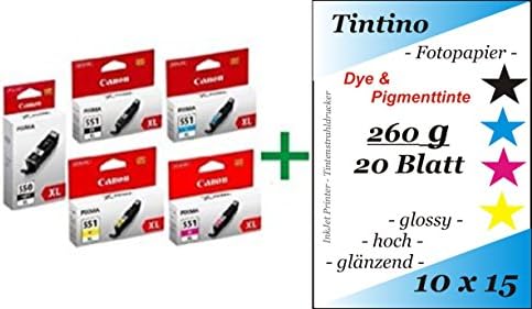 Tintino Original – Canon 550-551 Cartridges Plus Chip and Fullness Gauge Set of 5 O.5erSet-xl