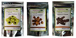 NatureBay Naturals 100% Pure Amla + Reetha + Shikakai Powder - Combo Pack of 3 (3X100GM)