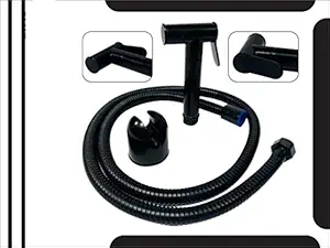 Most Round Brass Health Faucet with 1.5mtr Flexible SS Tube and Wall Hook (Black Round)