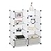 Produktbild Relaxdays Regalsystem Steckregal m. 10 Fächern, erweiterbares Standregal, flaches Kunststoff Allzweckregal, transparent