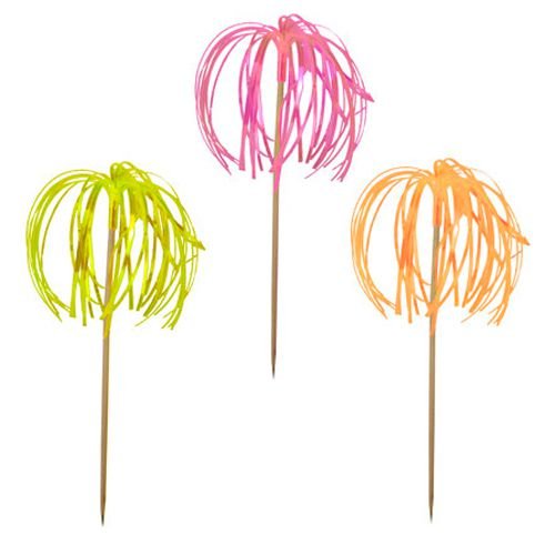 Deko-Picker "Feuerwerk" (Neonfarben / 23,5 cm - 100 Stück)