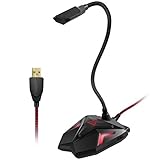 Kontrollleuchte Nosii USB-Computer-Mikrofon Omnidirektionaler Desktop-Kondensator PC-Laptop-Mikrofon/Audio-Ausgang Kopfhöreranschluss/Stummtaste