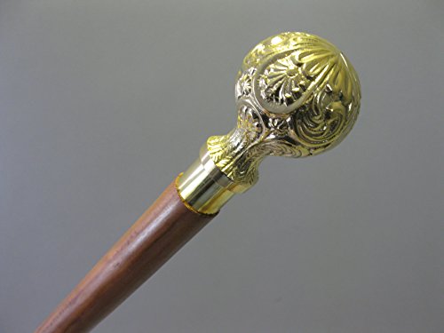 Gehstock Spazierstock Wanderstock Edelholz Messing Knauf Kapitänsstock 95cm M42 Walking Stick