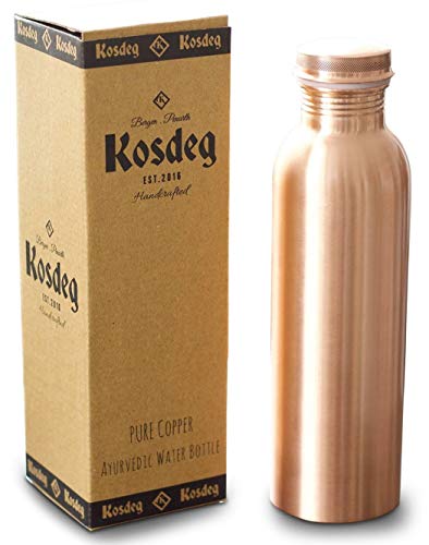 Kosdeg Copper Water Bottle 1 Liter / 34 Oz Extra Large - A Leak Proof Ayurvedic Pure Copper Vessel - Kosdeg Copper Water Bottle 1 Liter / 34 Oz Extra Large - A Leak Proof Ayurvedic Pure Copper Vessel -