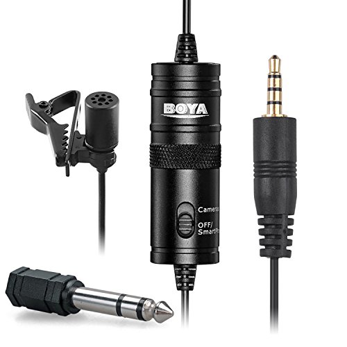 Boya Microfono BY-M1 lavalier a condensatore omnidirezionale con clip da bavero per fotocamera DSLR/smartphone/videocamere/registratori audioÂ â€“Â nero