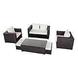 Conjunto de muebles para jardín Aktive Garden, compuesto por un sofá doble, dos sillones, una mesa de centro y dos pufs