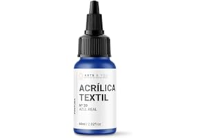 Arts & You Pintura Acrílica Textil 60ml Ideal para pintar Ropa y Tejidos | Pintura Fluida para manualidades en tela | Adhesión en Tejidos muy duradera (39 Azul Real)