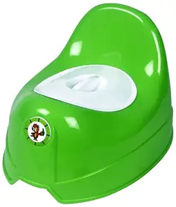 Sunbaby Potty Toilet Trainer Seat/Chair with Lid and High Back Support for Toddler Boys Girls (Age 7 Months to 3 Years)(Green White)