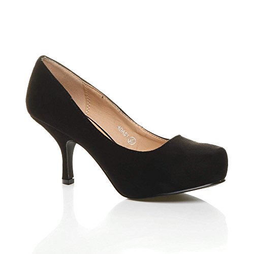Womens Ladies Low Mid Heel Pumps Concealed Platform Work Formal