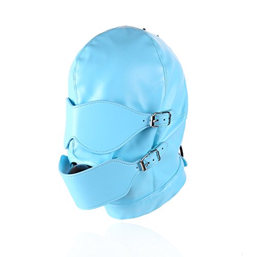Preisvergleich Produktbild Raycity Blue Leather Kostüm Gimp Maske Haube Style 2
