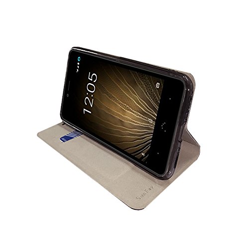 Funda BQ Aquaris X5 Plus  SunFay Cartera Carcasa Flip Folio Caja Piel PU Suave Super Delgado Estilo Libro Soporte Plegable para BQ Aquaris X5 Plus - Azul