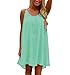 Produktbild  Loveso Frauen Damen Kurzarm Elegante Casual Lose Spitze Durchbrochen T-Shirt Kleid Chiffonkleid Sommer Minikleid (A-Grün, L)