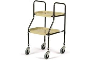 Homecraft Flat Packed Height Adjustable Plastic Shelf Trolley, Organiser Shelf with Casters, Height Adjustable Trolley is Ideal for Storage and Organisation, Easy to Remove Clip on Shelves