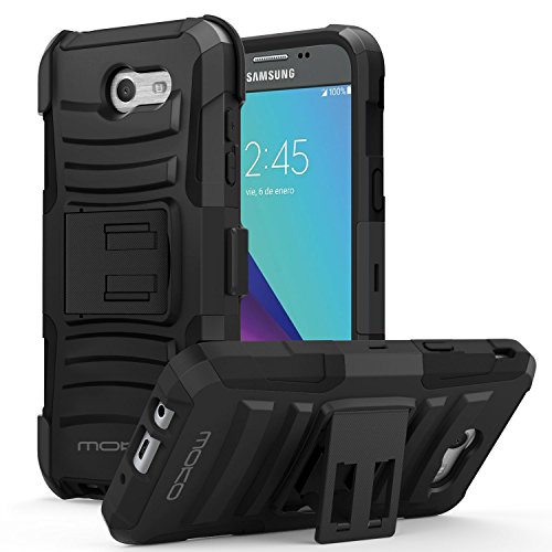 MoKo Galaxy J3 2017   J3 Emerge Funda - Cuerpo de Resistente Giratoria con Clip Anti-Choque de Doble Capa Case Cover para Samsung Galaxy J3  2017    Galaxy J3 Emerge NO APTA Galaxy J3 2016   2015    Negro