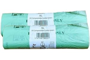 CADDY LINERS DIRECT 5 Litre x 100 Compostable Biodegradable Kitchen Food Waste Caddy Bin Liner Bags (5L) - Certified EN13432