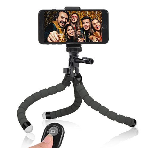 Treppiede per Telefono Flessibile con Telecomando Bluetooth, Supporto Treppiedi per Fotocamera, Flexible Phone Tripod, Camera Tripod Octopus Tripod Mini Travel Tripod with Bluetooth Remote for Iphone & Android Phones, Cameras, GoPro