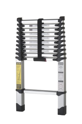 Trebs 99727 Teleskopleiter aus Aluminium, rutschfest, 11 Sprossen, höhenverstellbar 86 cm bis 320 cm, Belastbarkeit 150 kg, EN131