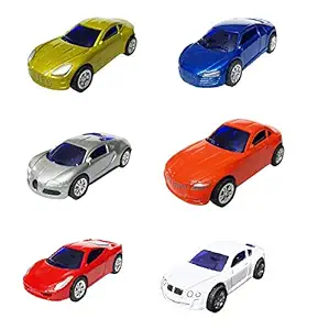 Amitasha Unbreakable Pull Back Metal Cars Toy Set for Kids - Pack of 6 - Multicolor