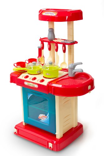 Kenley - Cocina de juguete con accesorios (14 piezas, con luz y música)