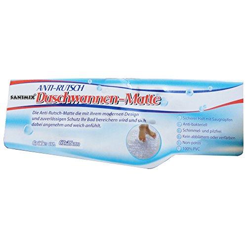 Schwarze Anti Rutsch Matte für die Badewanne – Wanneneinlage mit Saugnäpfen – Wannenmatte in schöner Kieseldekor Steinoptik – Größe: 67 x 35cm - 2