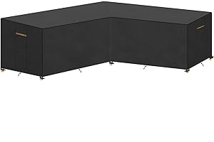 VANSHEIM Funda Protectora para Muebles de Jardín en Forma de V Cubre Sofa Exterior Impermeable Resistente al Viento Oxford Fundas para Sofás Esquinero Jardin 215x215x87/80cm