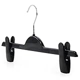 Hangerworld 60 Schwarze Kunststoff Kleiderbügel mit verstellbaren Klemmen für Hosen/ Röcke - 36cm breit